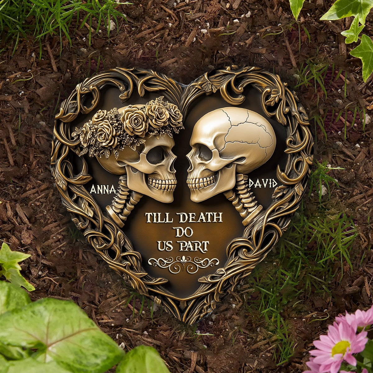 Til Death Do Us Part - Personalized Couple Heart Shaped Stone