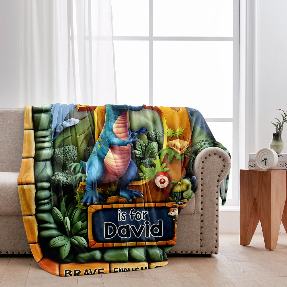 Dinosaur World Gift For Grankids - Personalized Kid Blanket
