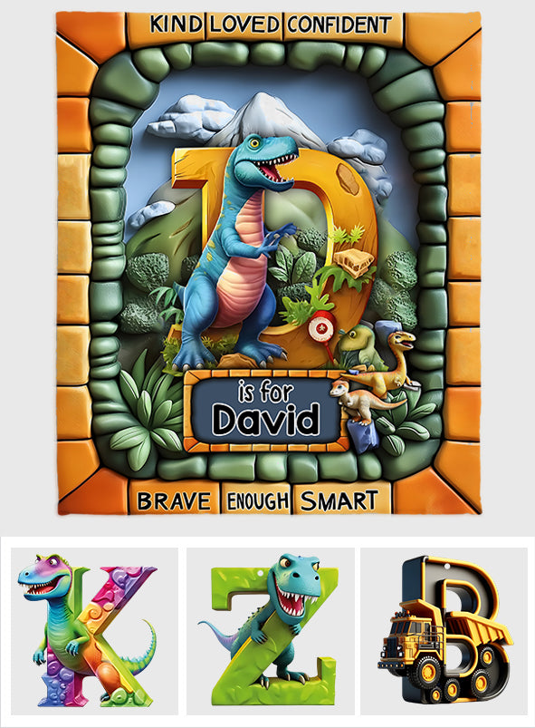 Dinosaur World Gift For Grankids - Personalized Kid Blanket