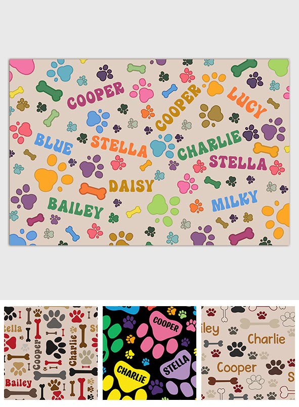 Dog Bones and Paws - Personalized Dog Doormat