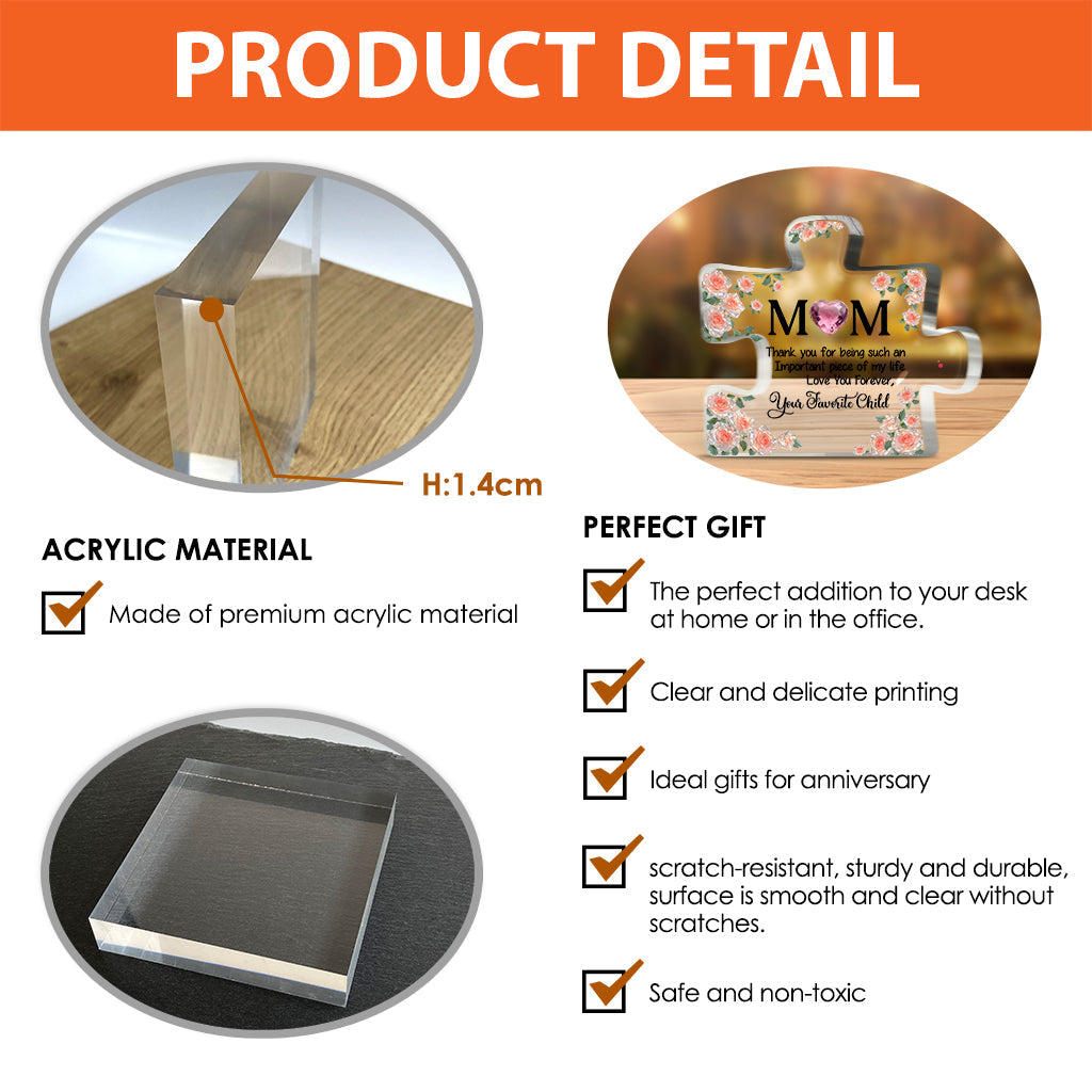 Thank You Mom, BirthStone Personalize - Personalized Mother Custom Shaped Acrylic Plaque