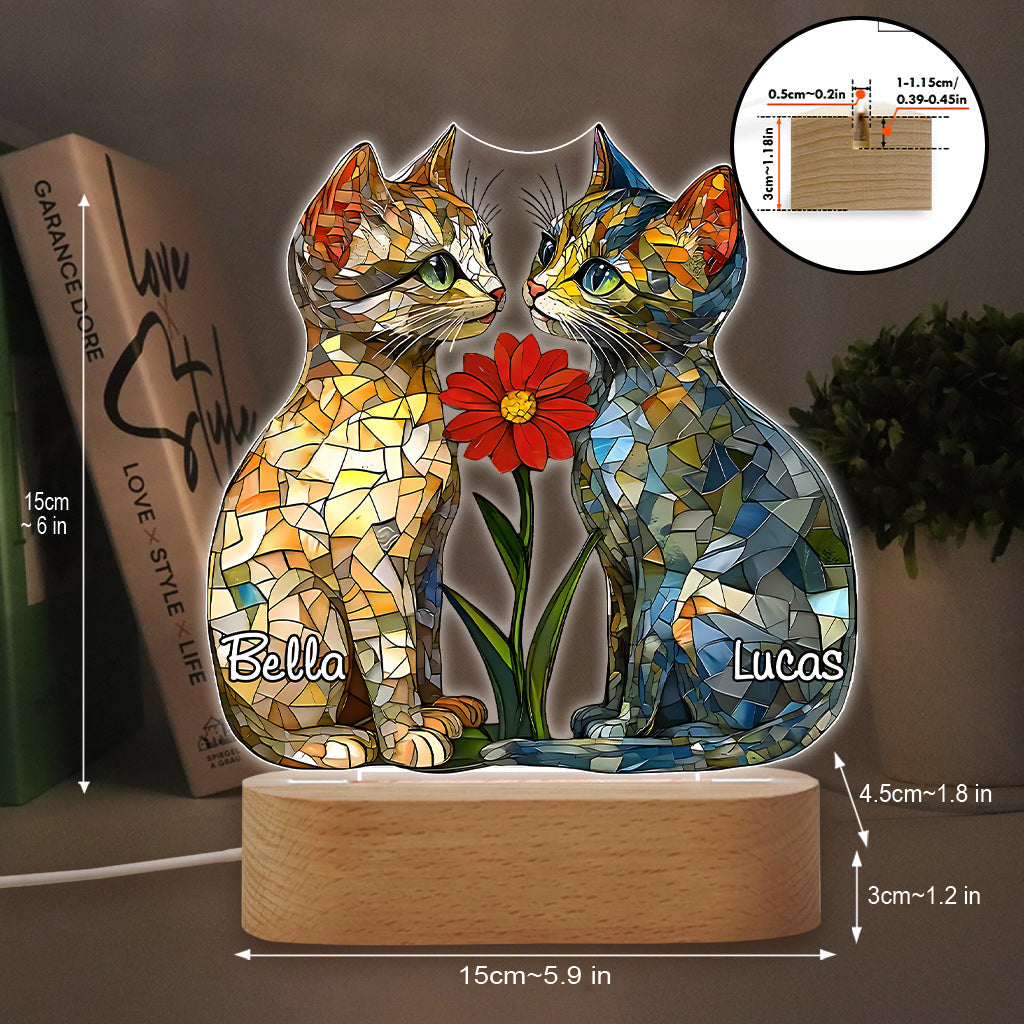 Love Cats - Personalized Cat Shaped Plaque Light Base