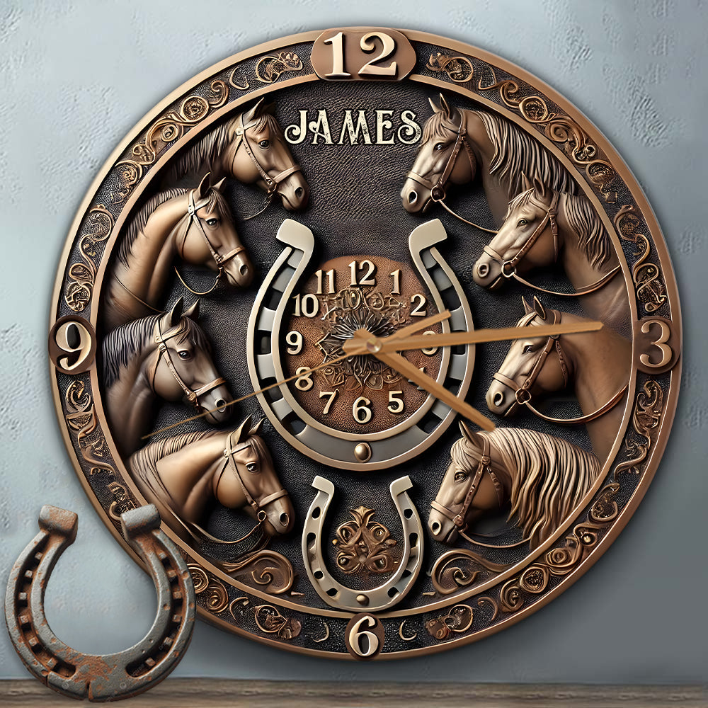 Time Spent in the Saddle is Never Wasted - Personalized Horse Wall Clock