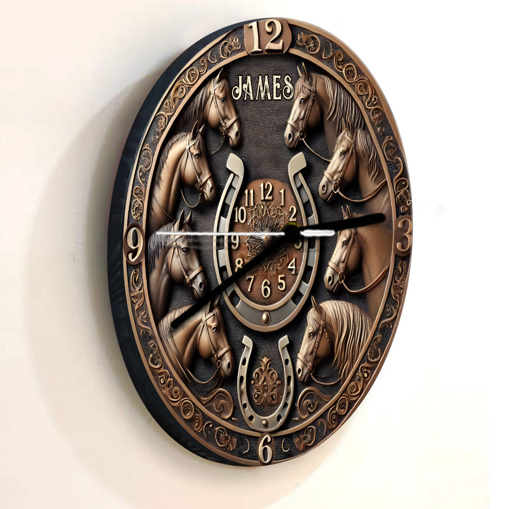 Time Spent in the Saddle is Never Wasted - Personalized Horse Wall Clock