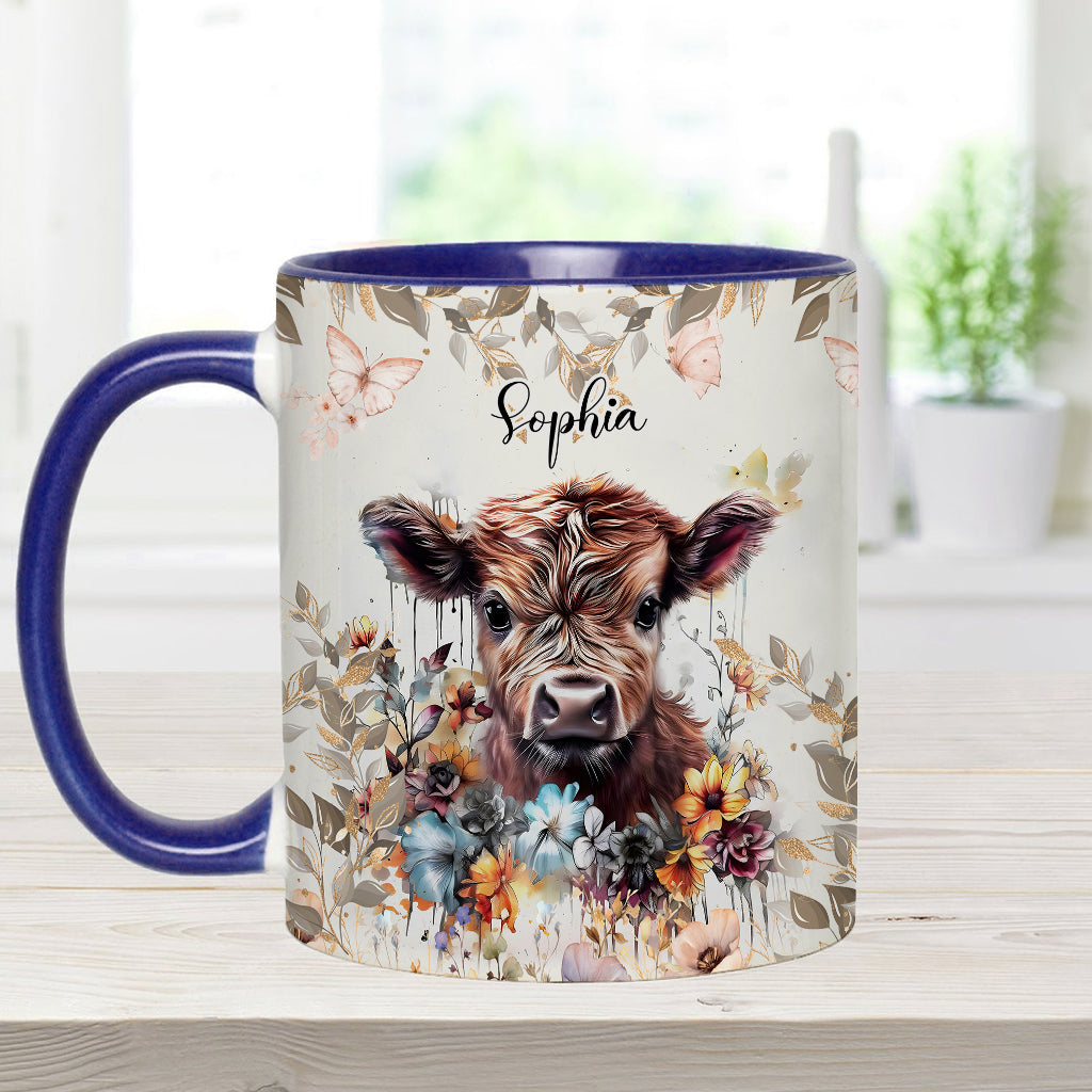 Floral Cow - Personalized Accent Mug