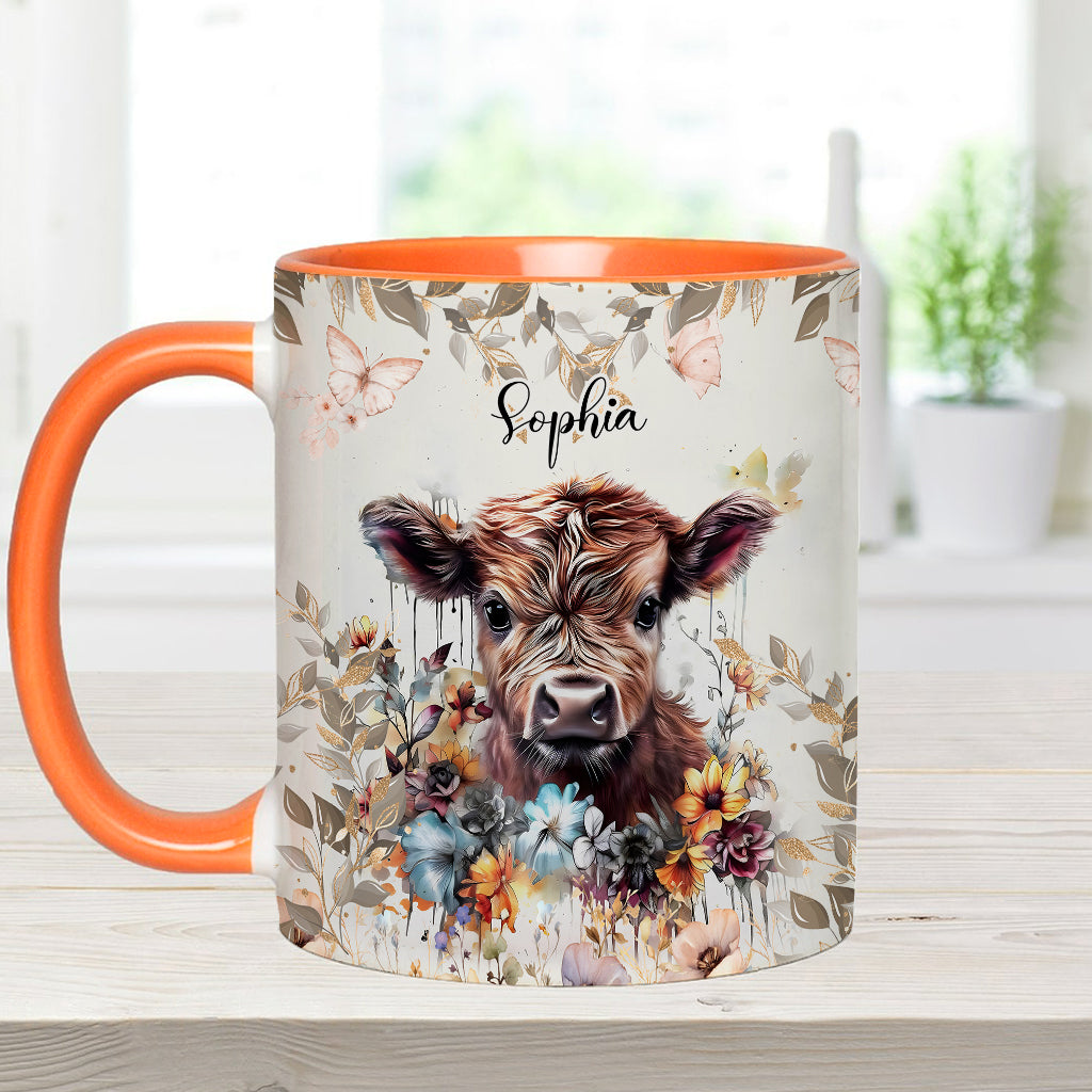 Floral Cow - Personalized Accent Mug