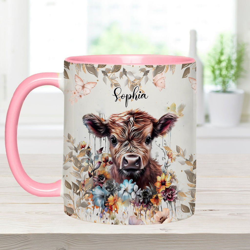 Floral Cow - Personalized Accent Mug