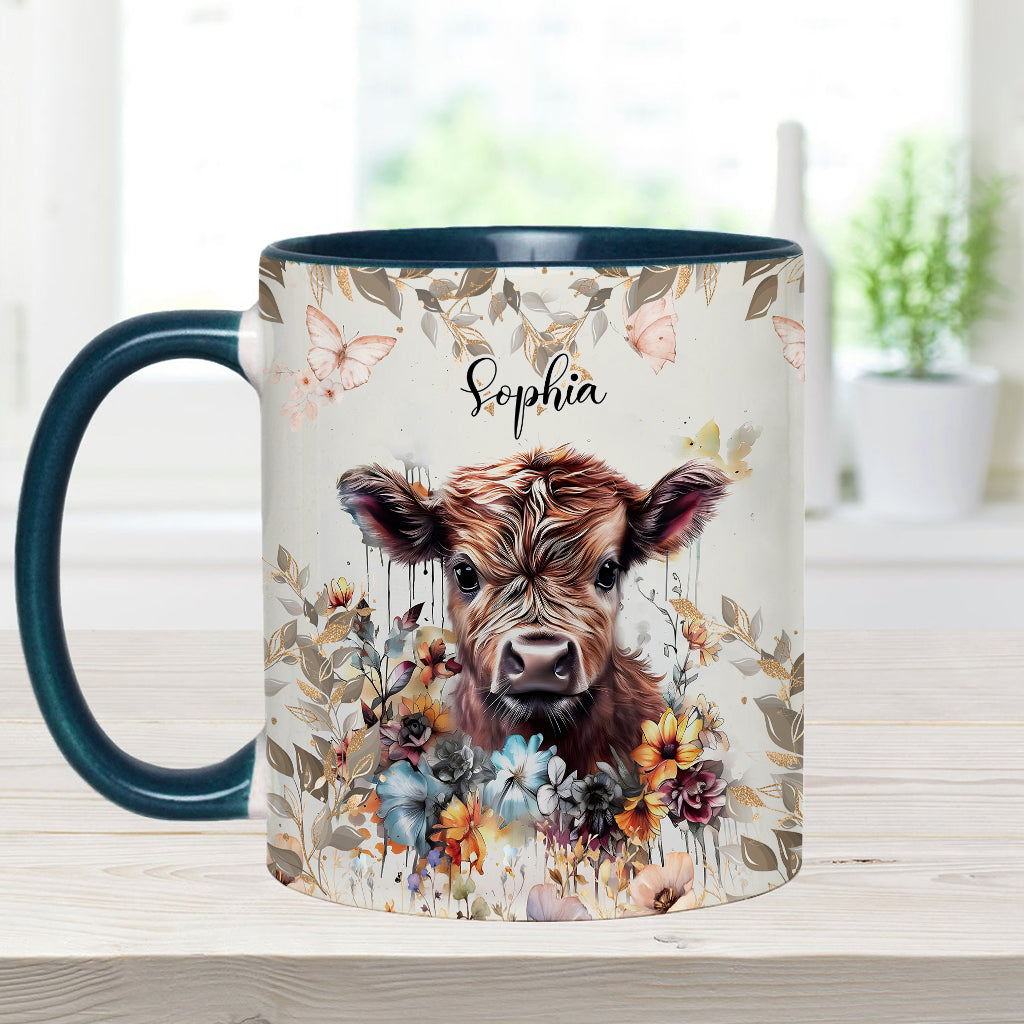 Floral Cow - Personalized Accent Mug