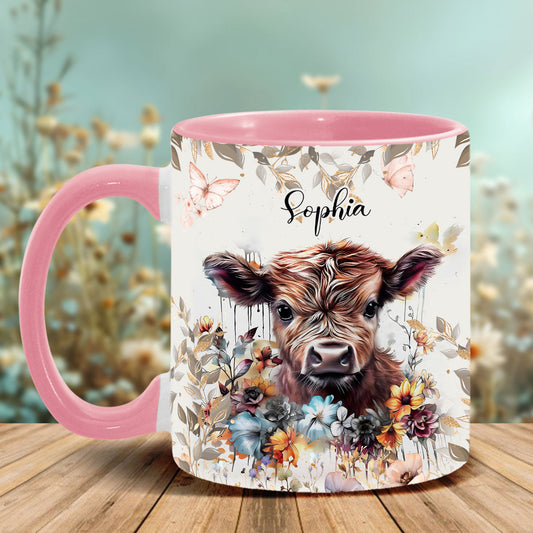 Floral Cow - Personalized Accent Mug