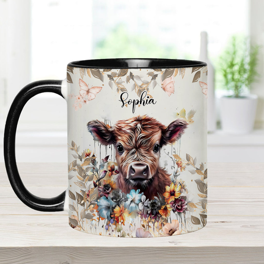 Floral Cow - Personalized Accent Mug