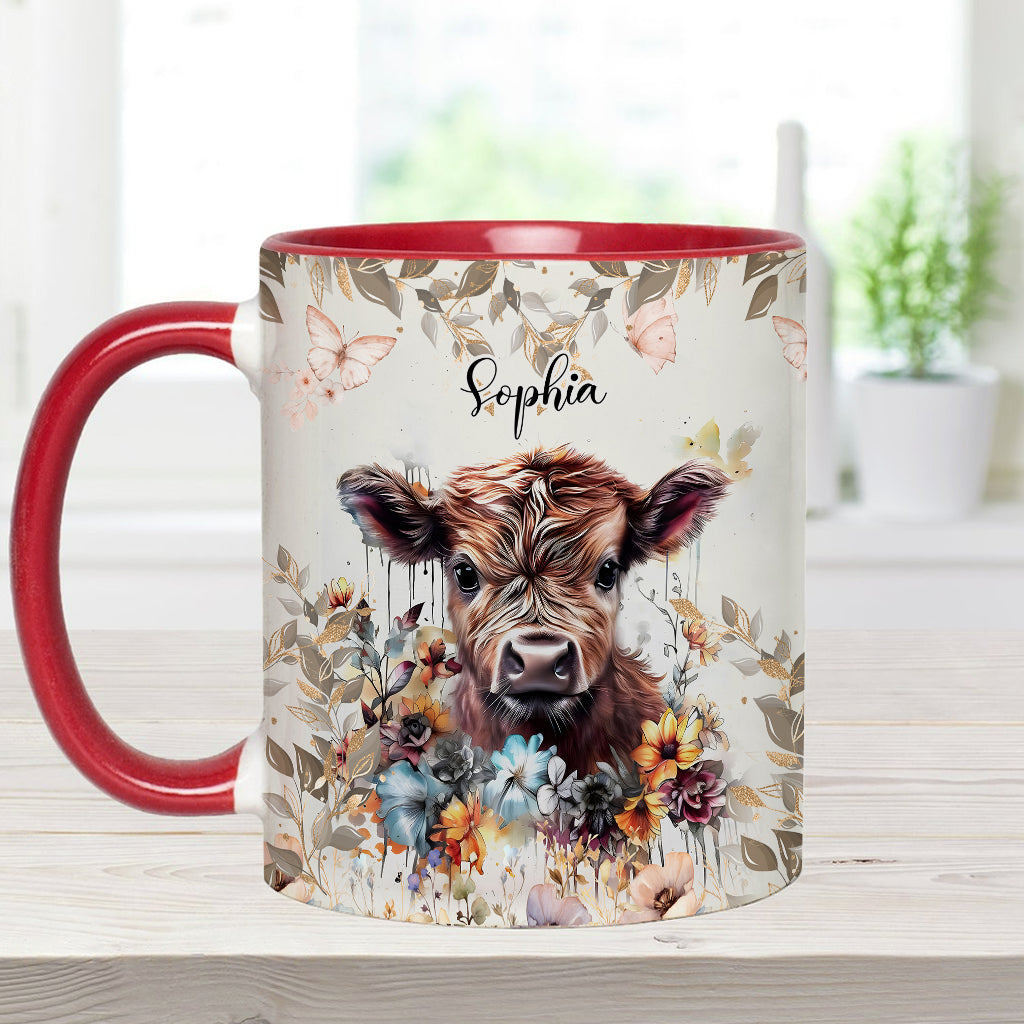 Floral Cow - Personalized Accent Mug