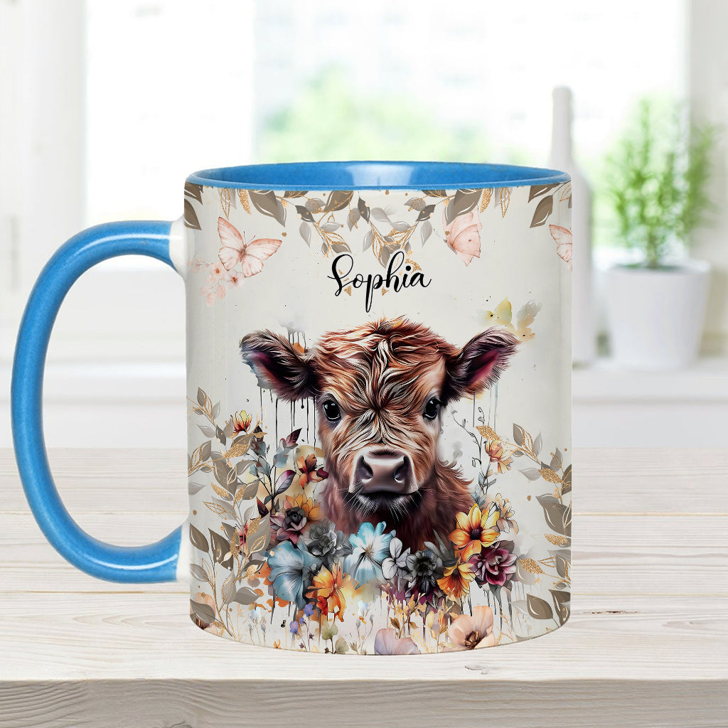 Floral Cow - Personalized Accent Mug