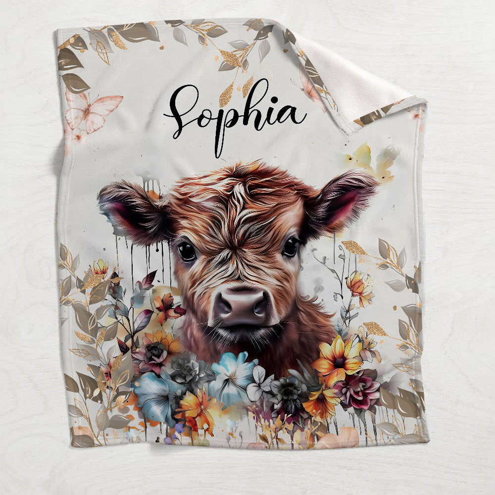 Cute Cow - Personalized Blanket