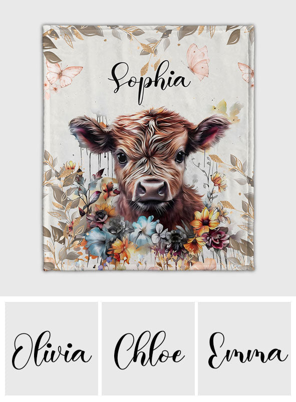 Cute Cow - Personalized Blanket