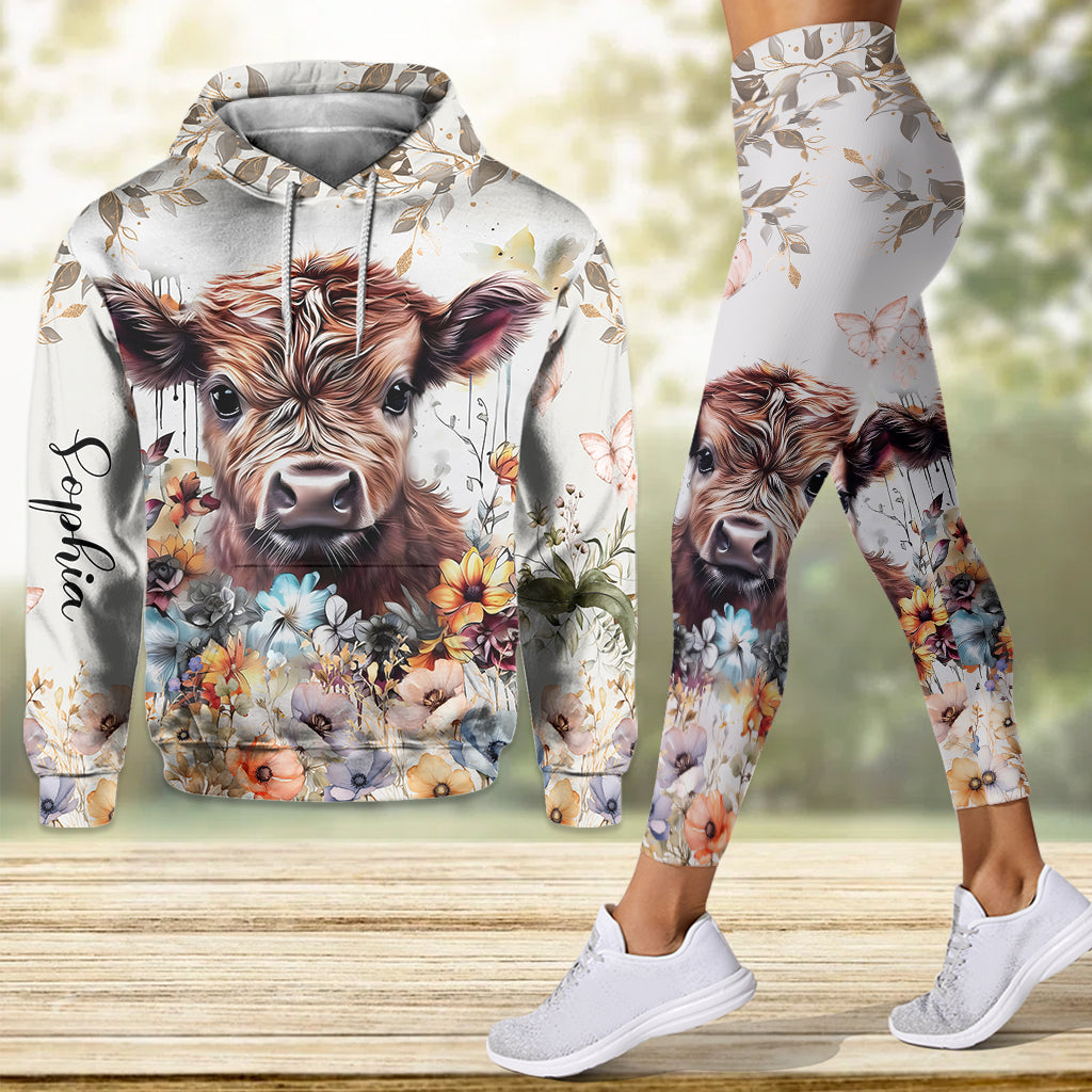 Cute Cow - Personalized Highland Cow Hoodie and Leggings