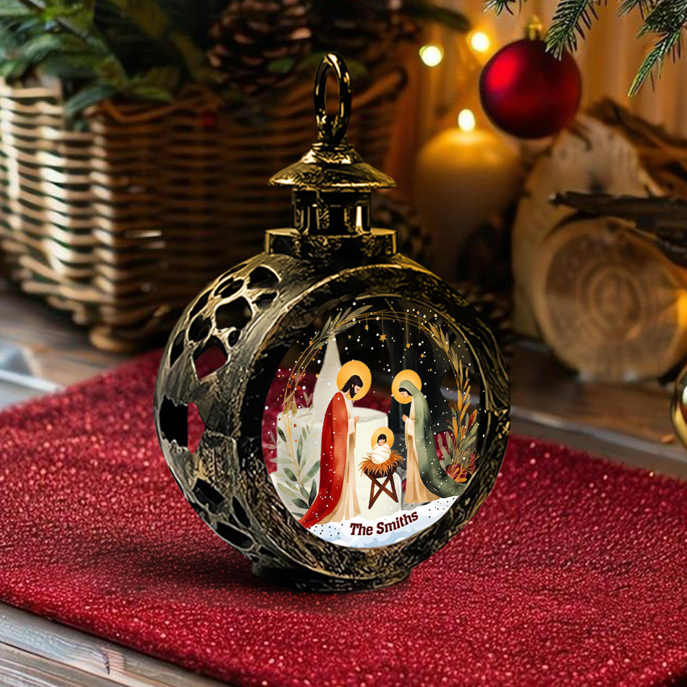 Holy Night - Personalized Christian Round Lantern With Light