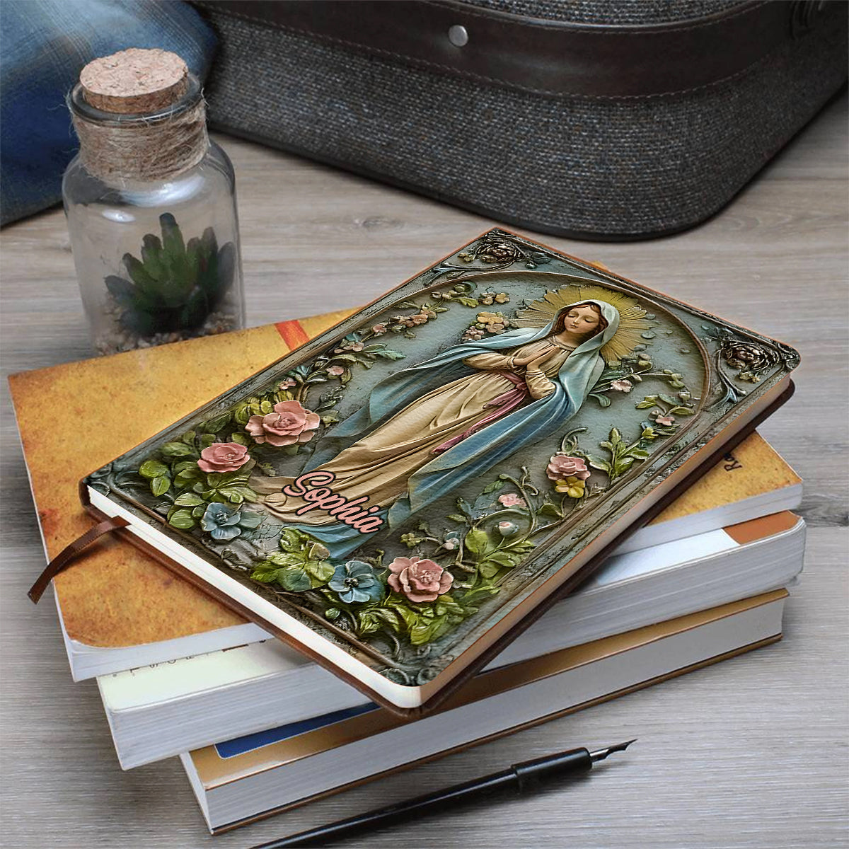 Faith Hope Love - Personalized Christian Leather Journal