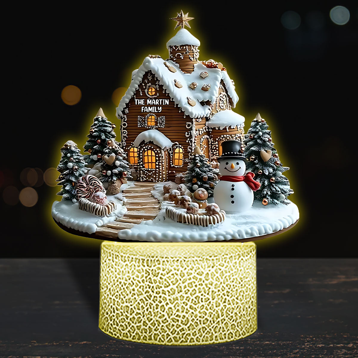 Merry Christmas - Personalized Family Shaped Plaque Light Base