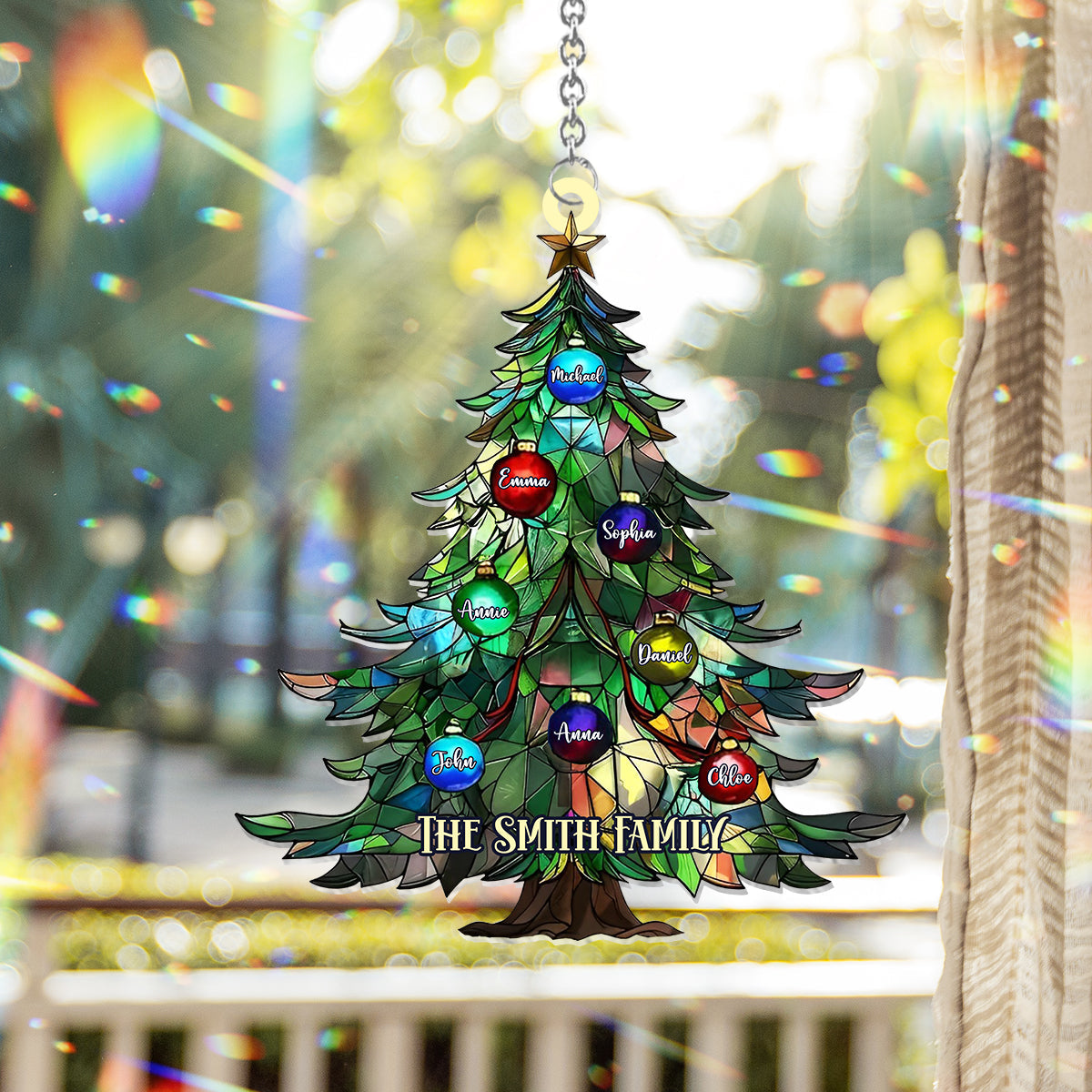 Family Christmas - Personalized Family Window Hanging Suncatcher Ornament