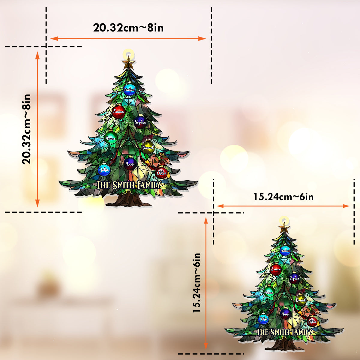 Family Christmas - Personalized Family Window Hanging Suncatcher Ornament