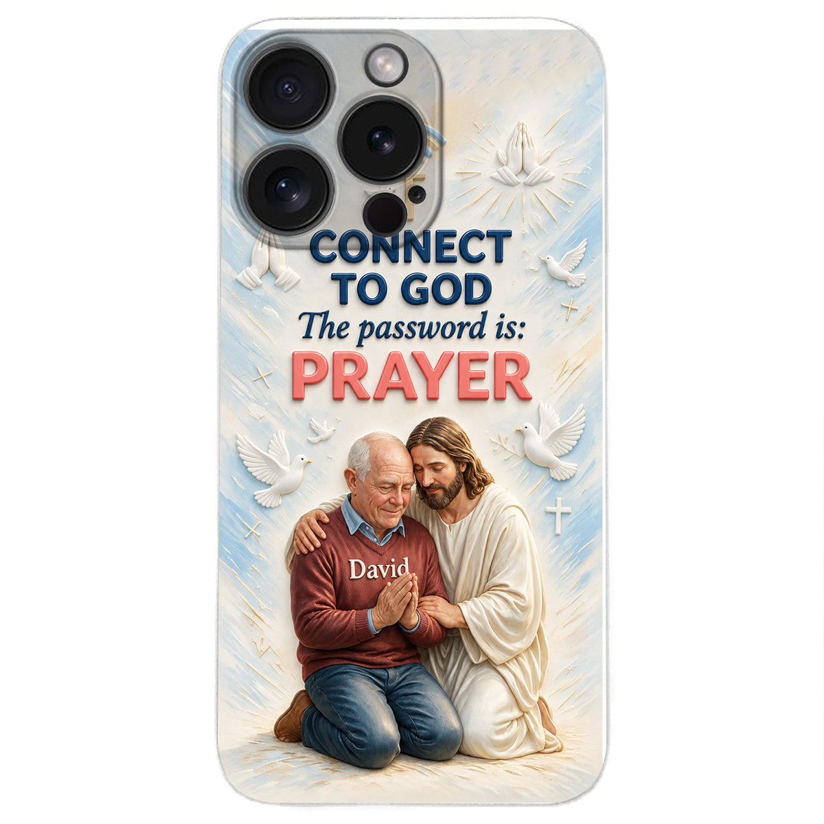 Connect To God - Personalized Christian 3D Embossed Leather Phone Case