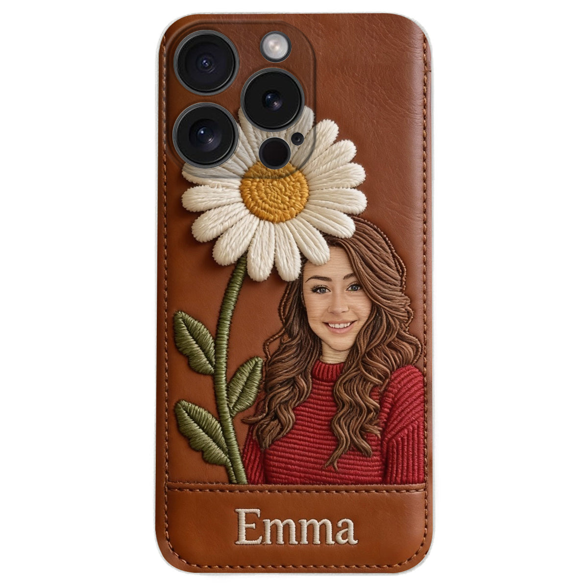Custom Any Photo Birthmonth Flower - Personalized Self Love Leather Phone Case