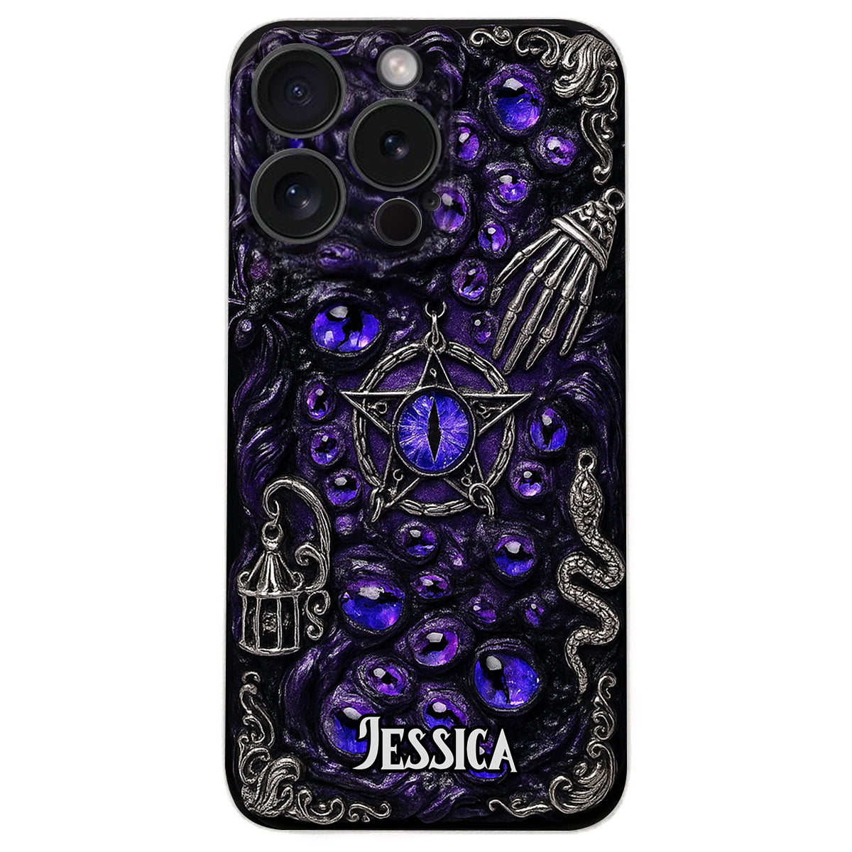 Gothic Pentacle Witchy Vibe - Personalized Witch Leather Phone Case