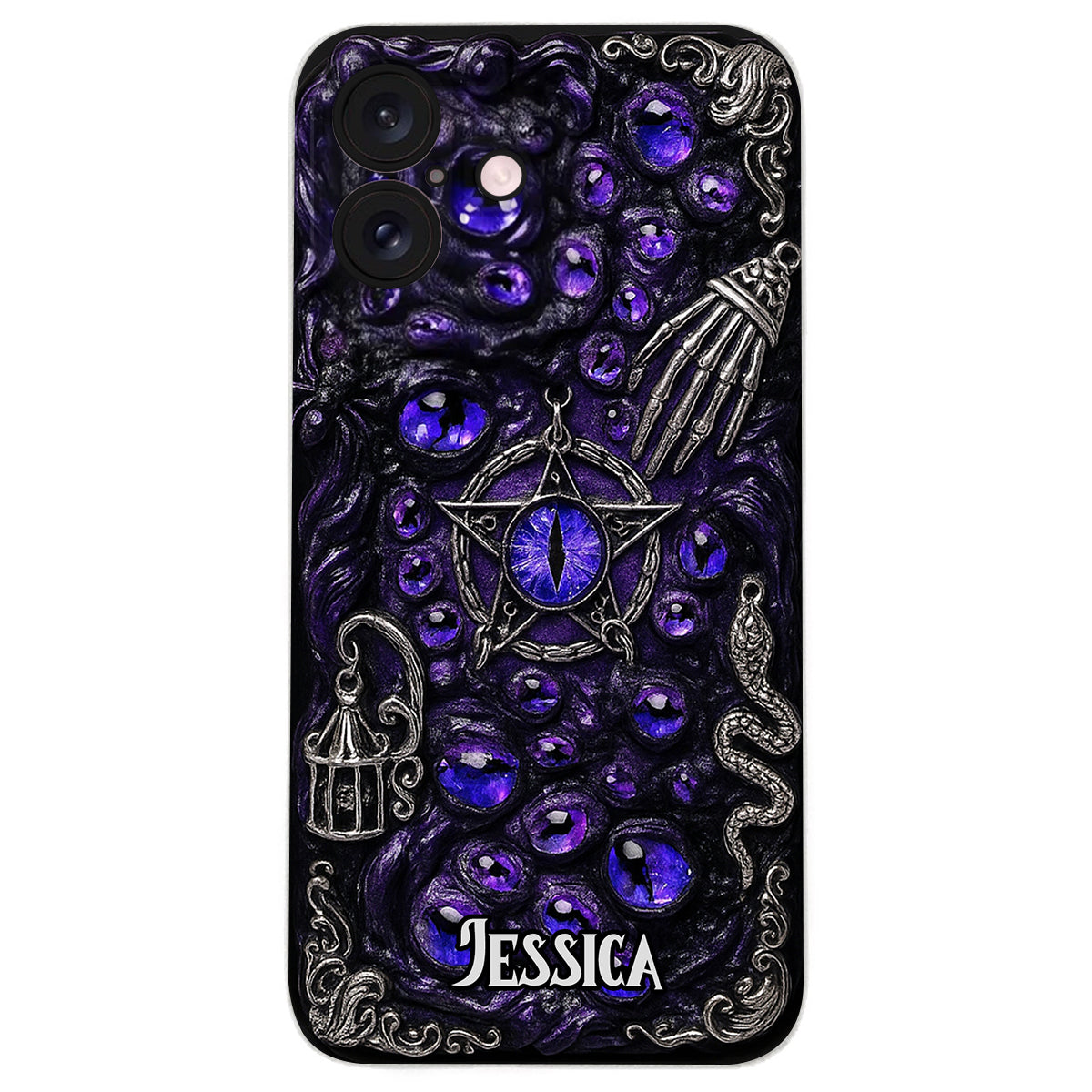 Gothic Pentacle Witchy Vibe - Personalized Witch Leather Phone Case