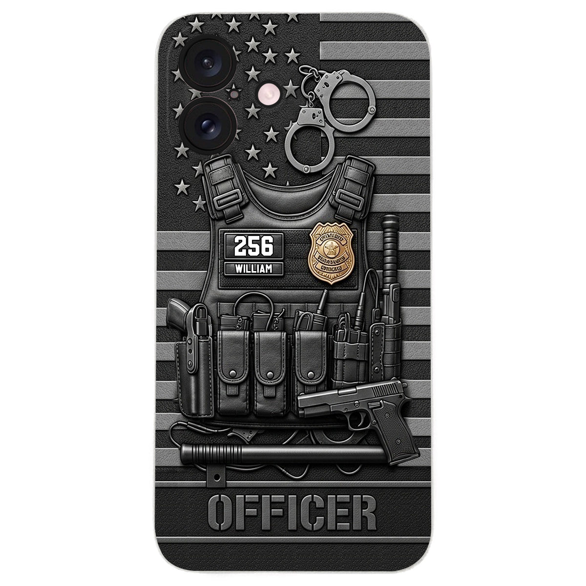 Serve And Protect - Personalized Police Officer Leather Phone Case