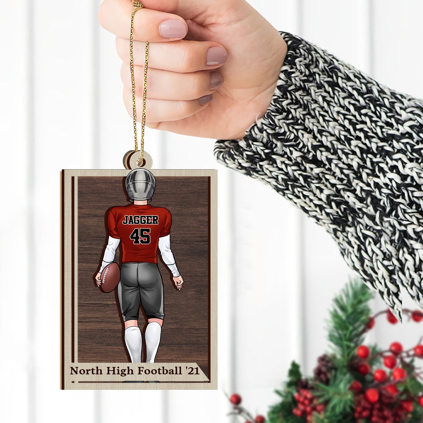 Football Season - Football gift for son - Personalized 2 Layered Piece Ornament