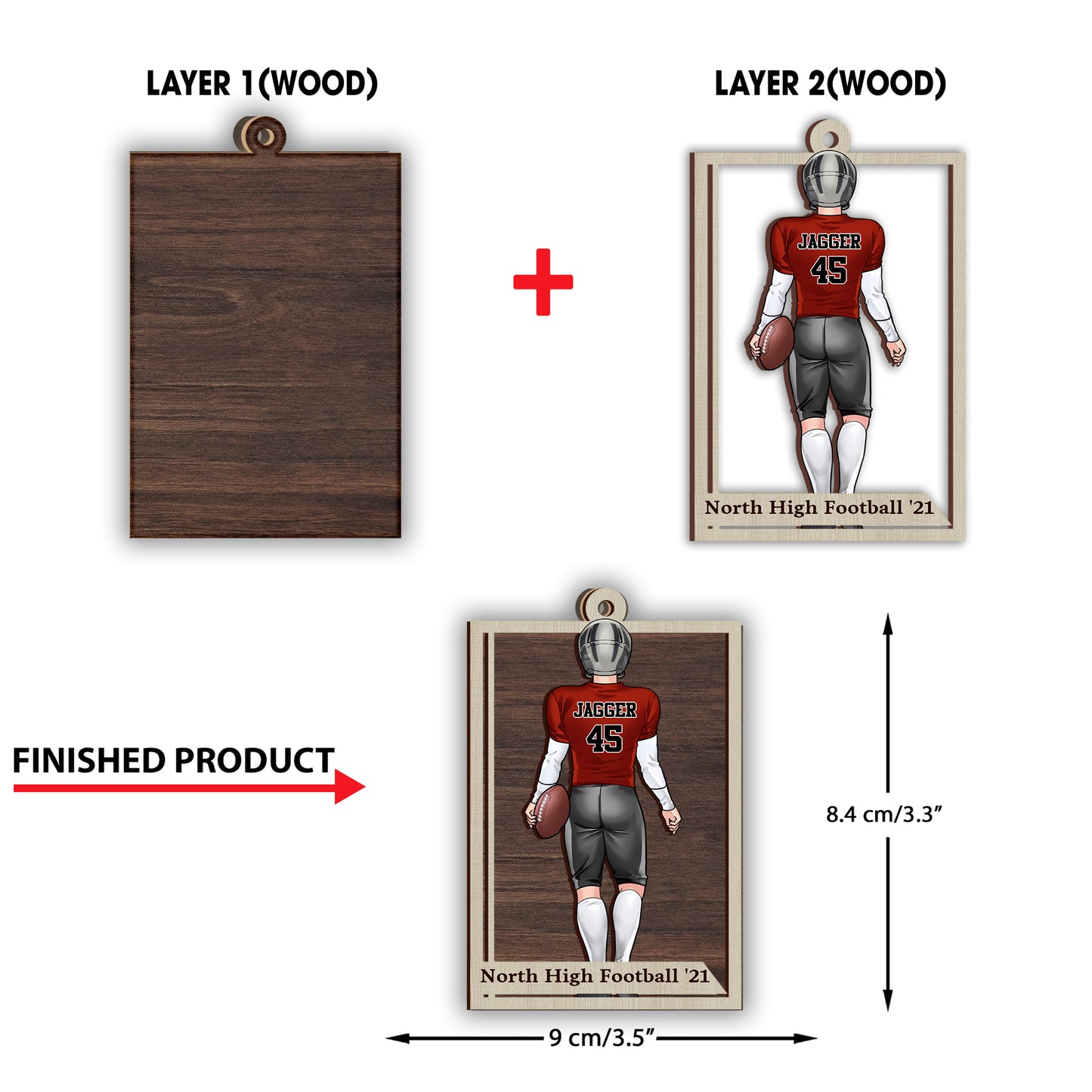 Football Season - Football gift for son - Personalized 2 Layered Piece Ornament