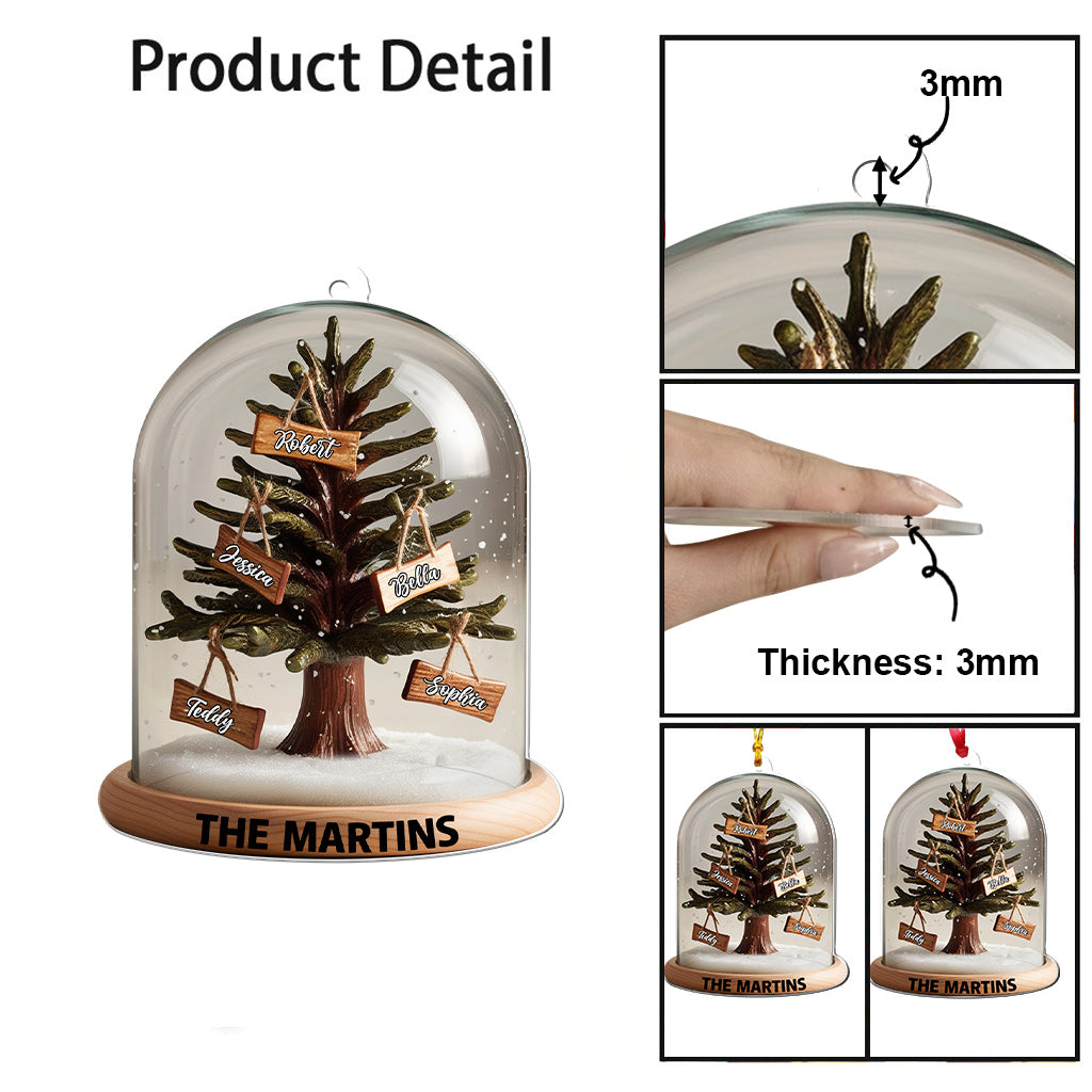 Christmas Family Tree Dome - Personalized Family Transparent Ornament