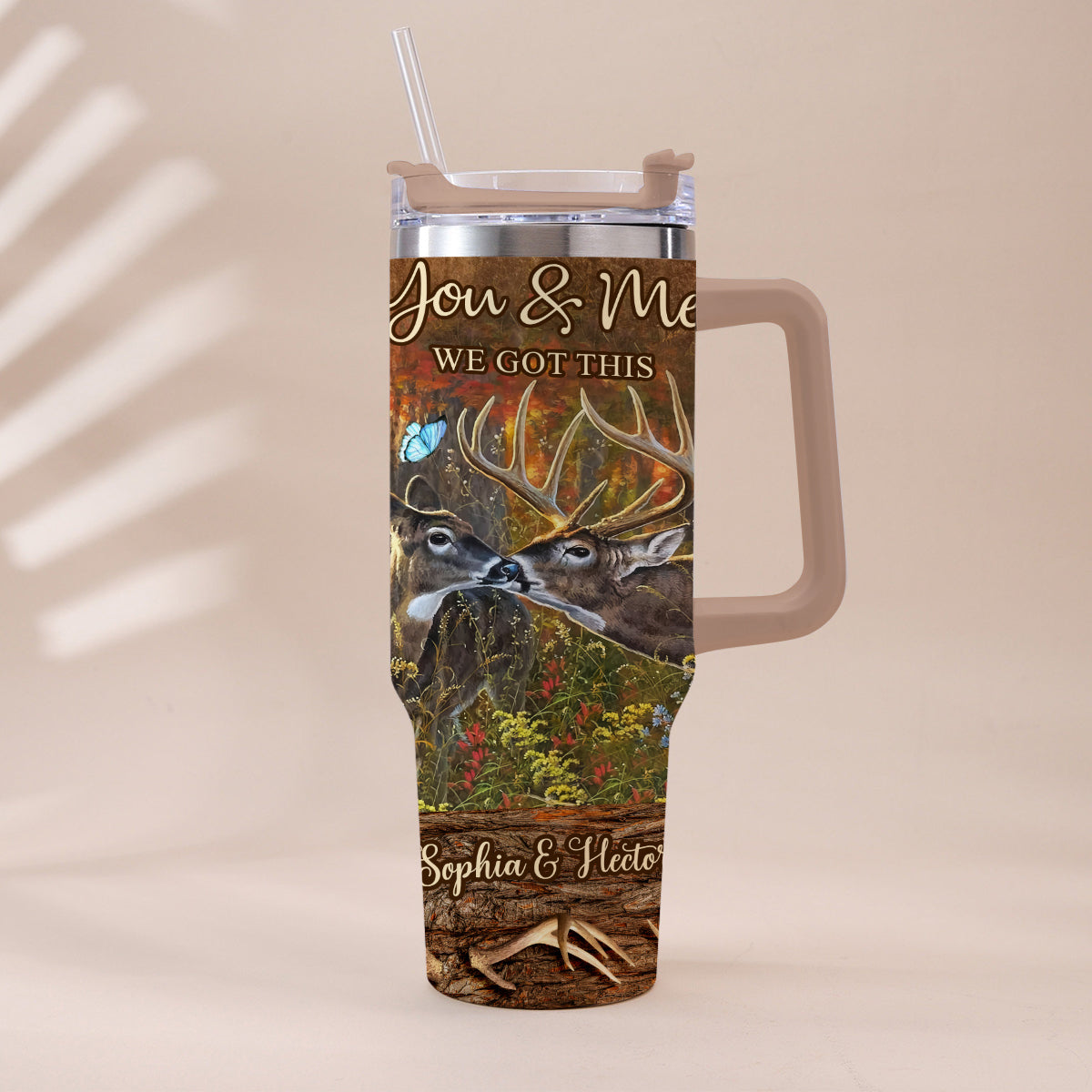 Hunting Couple It's You & Me - Personalized Hunting Tumbler With Handle