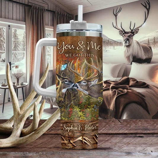 Hunting Couple It's You & Me - Personalized Hunting Tumbler With Handle