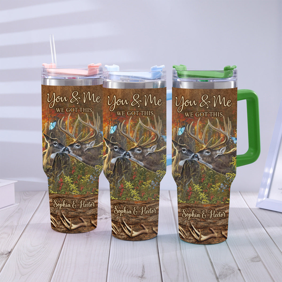 Hunting Couple It's You & Me - Personalized Hunting Tumbler With Handle