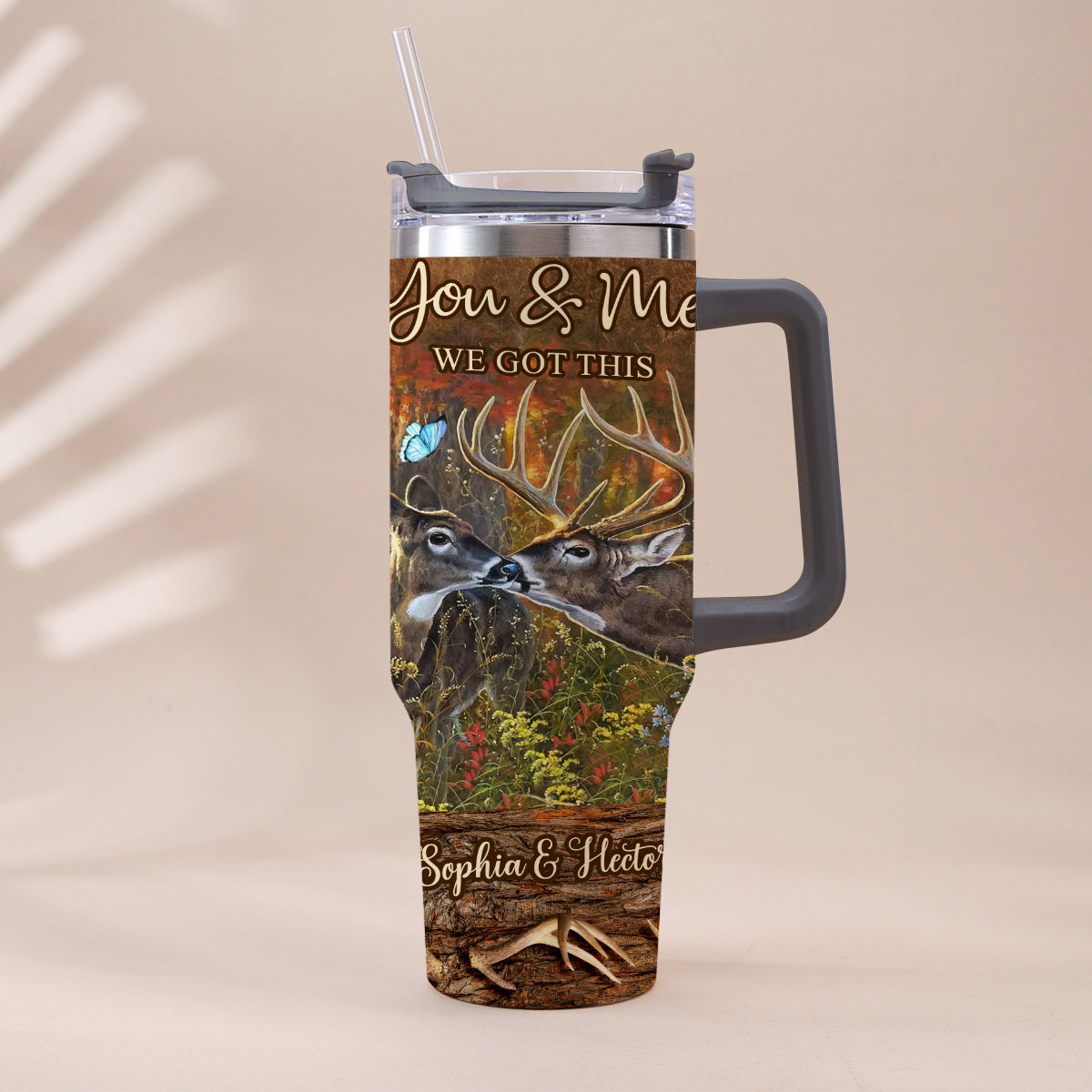 Hunting Couple It's You & Me - Personalized Hunting Tumbler With Handle