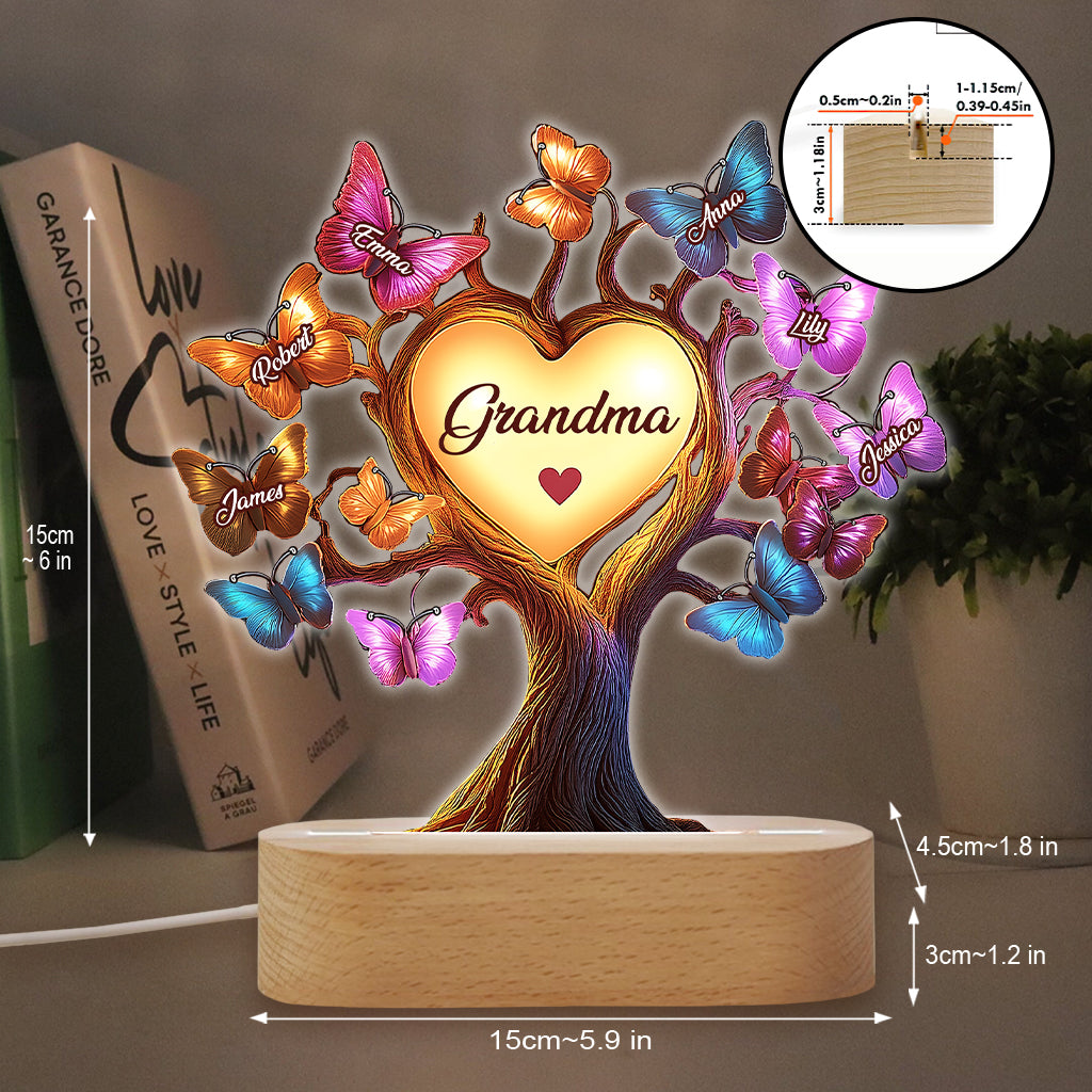 Beautiful Grandma Butterfly Tree - Personalized Grandma Shaped Plaque Light Base