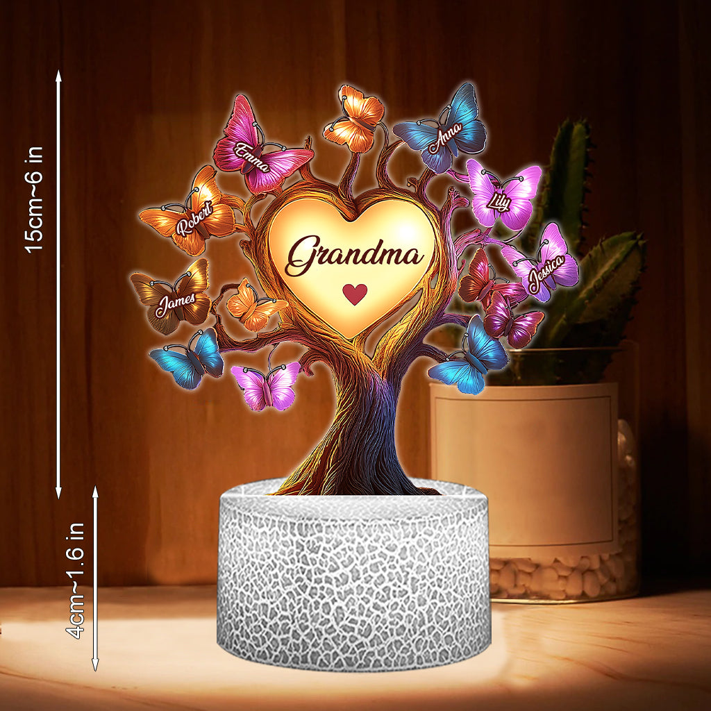 Beautiful Grandma Butterfly Tree - Personalized Grandma Shaped Plaque Light Base