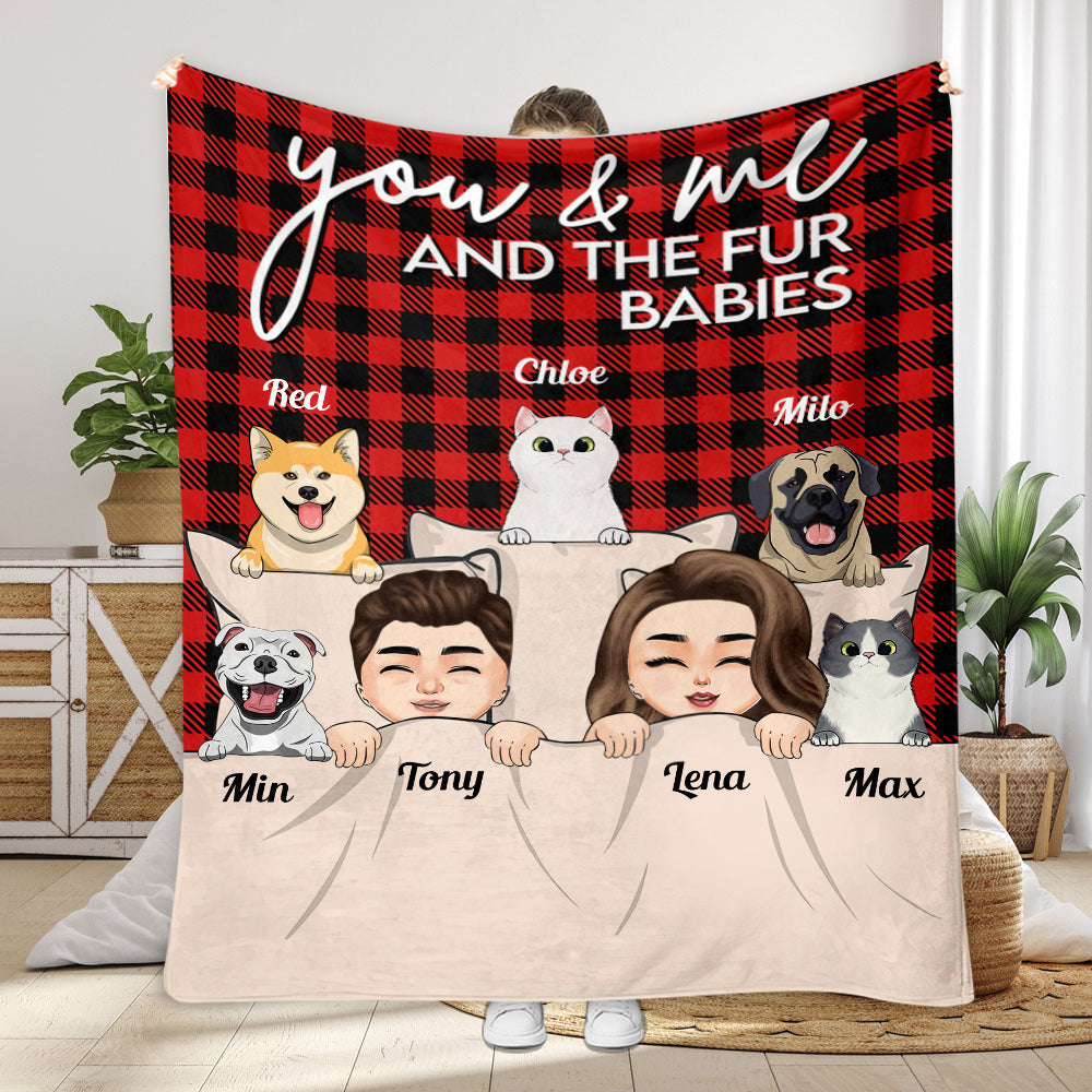 You & Me And The Fur Babies - Personalized Couple Blanket