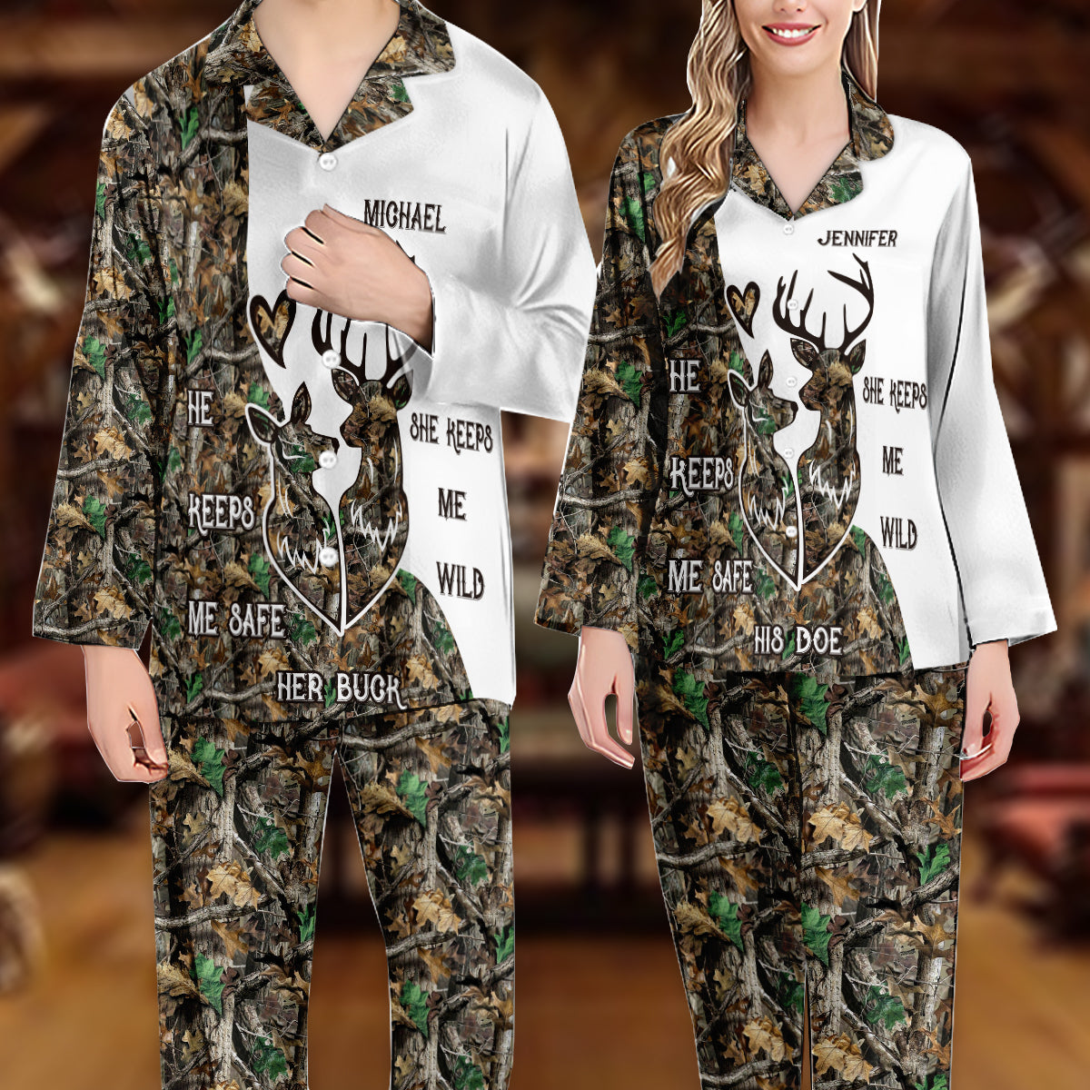 Wildest Love - Personalized Hunting Button Down Pajamas