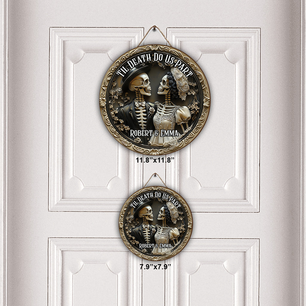 Til Death Do Us Part - Personalized Couple Round Wood Sign