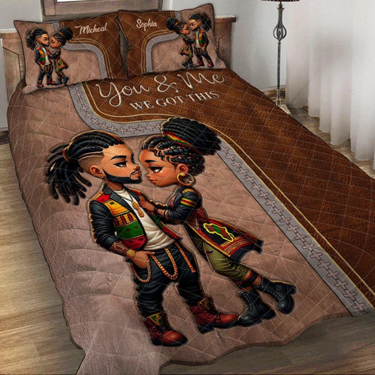 You Are My King & I Am Your Queen - Personalized African American Quilt Set