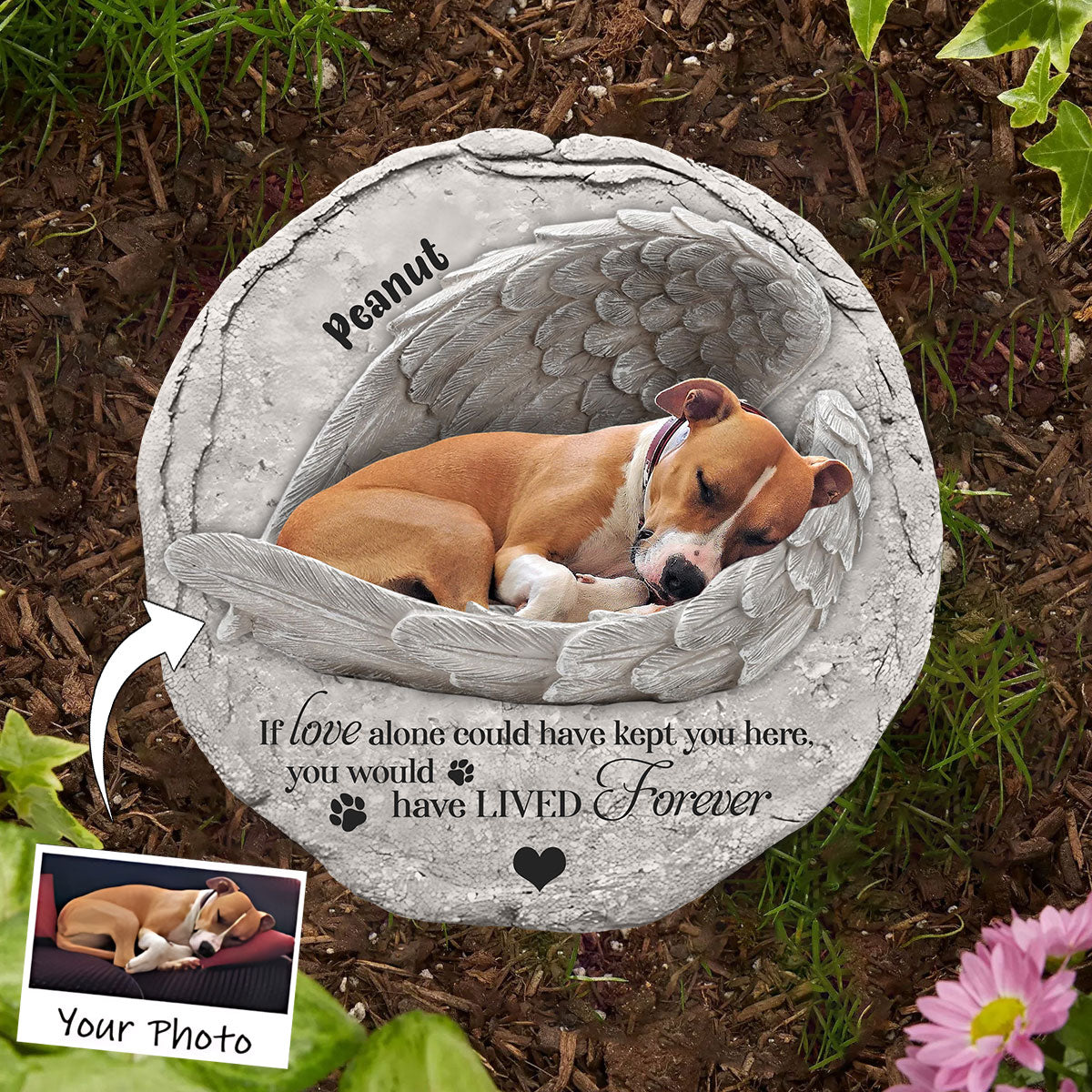 Sleep Little Angle - Personalized Dog Round Shaped Stone