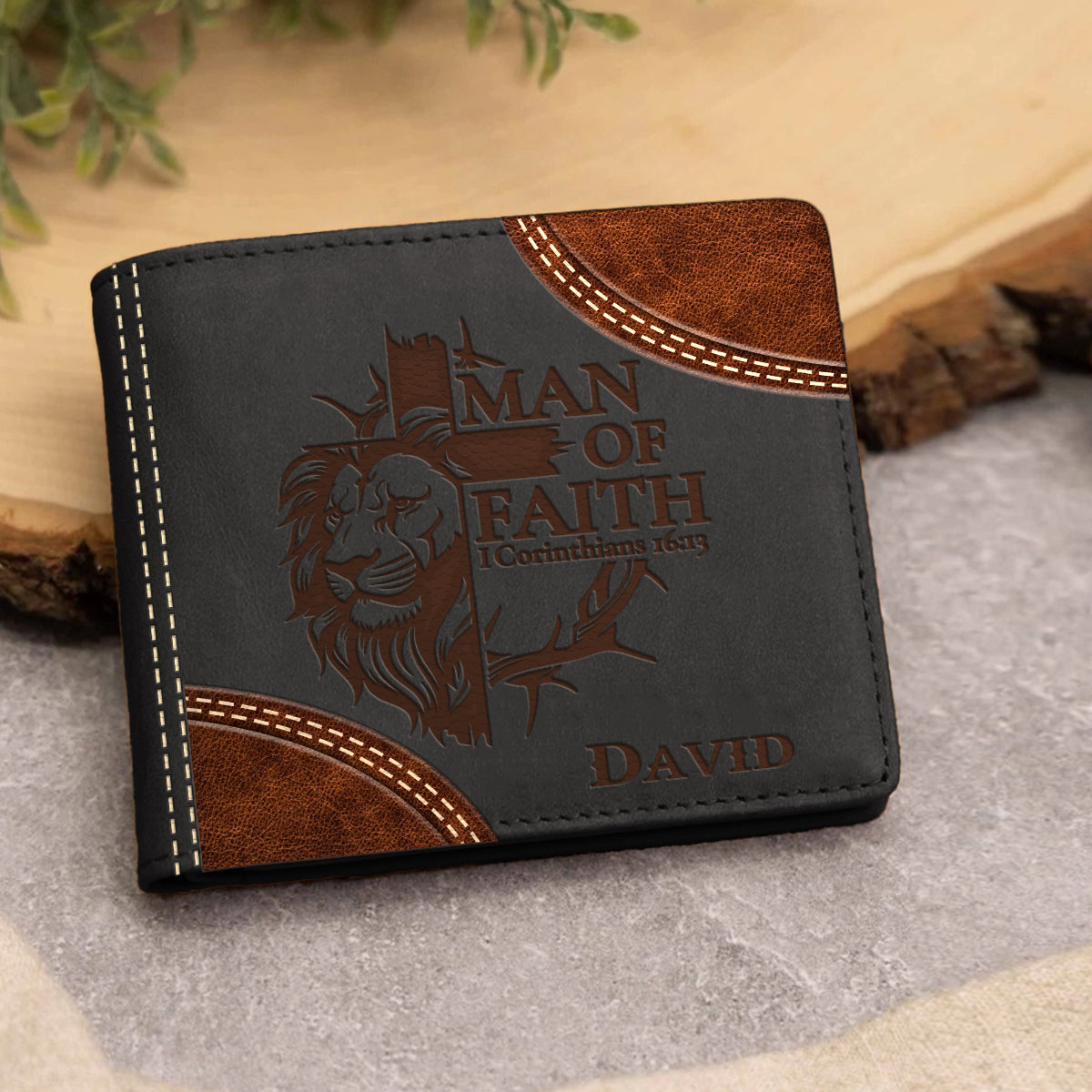 Man Of Faith - Personalized Christian Leather Wallet
