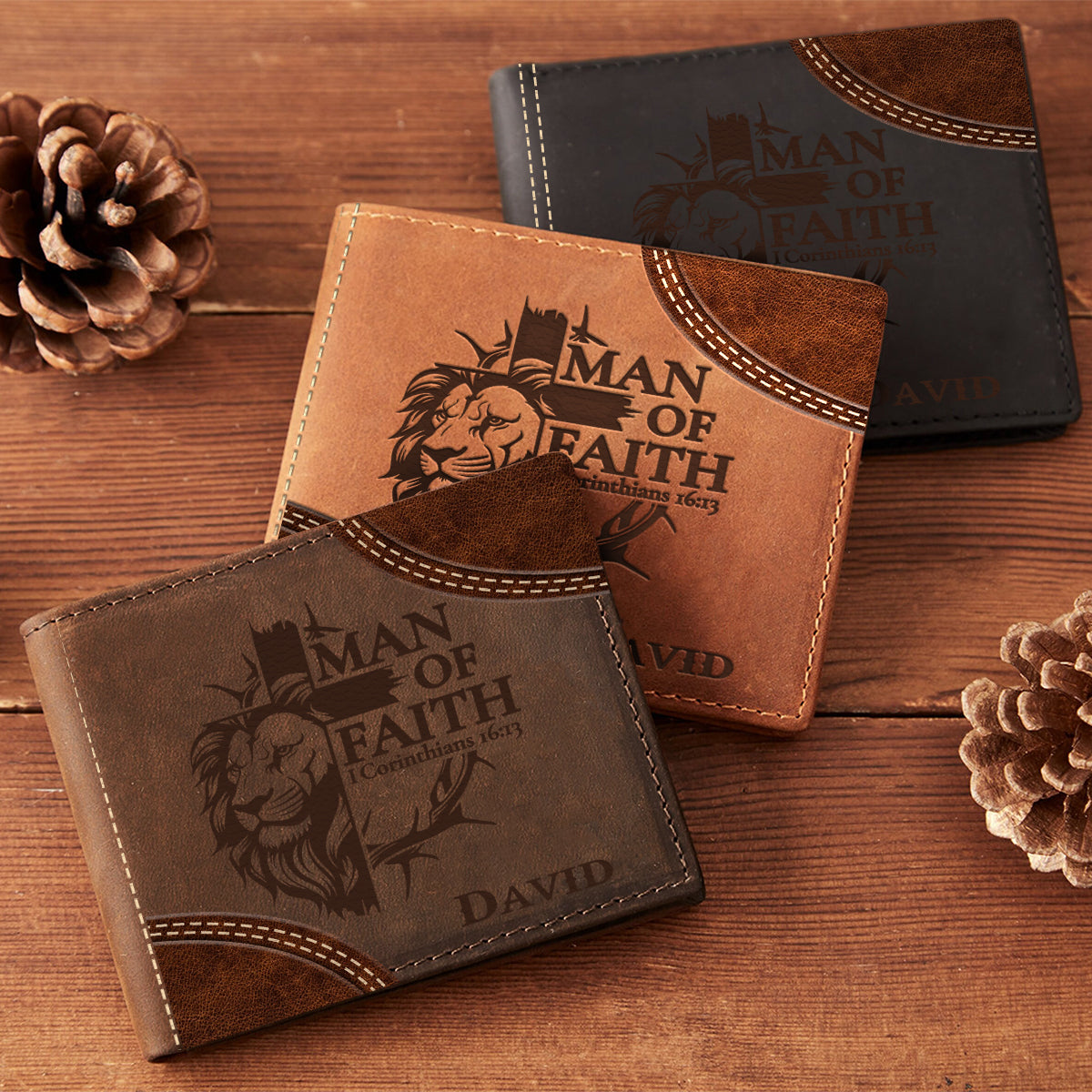Man Of Faith - Personalized Christian Leather Wallet