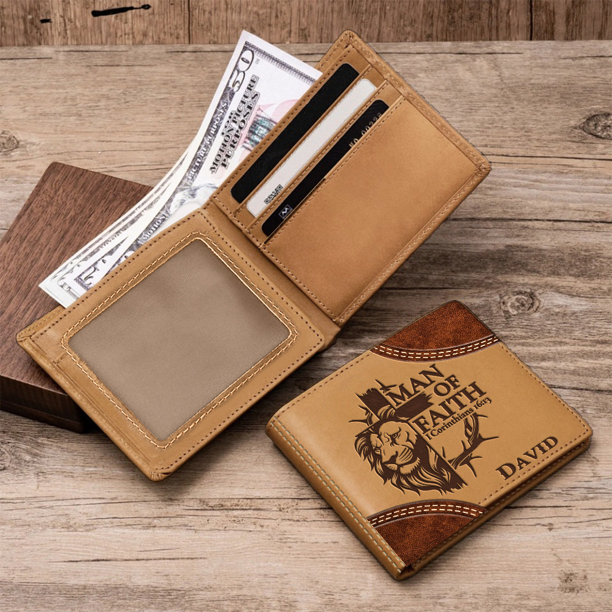 Man Of Faith - Personalized Christian Leather Wallet