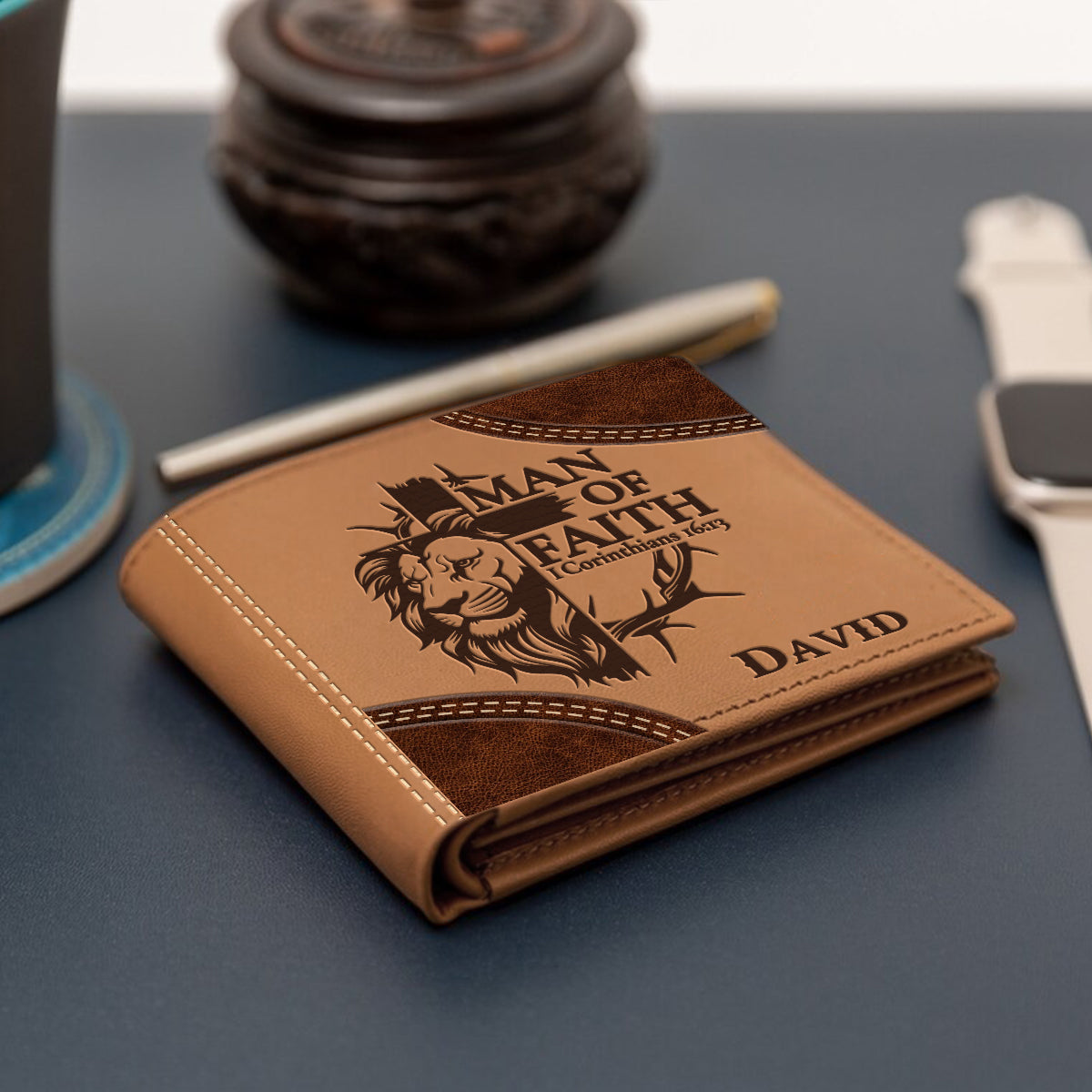 Man Of Faith - Personalized Christian Leather Wallet