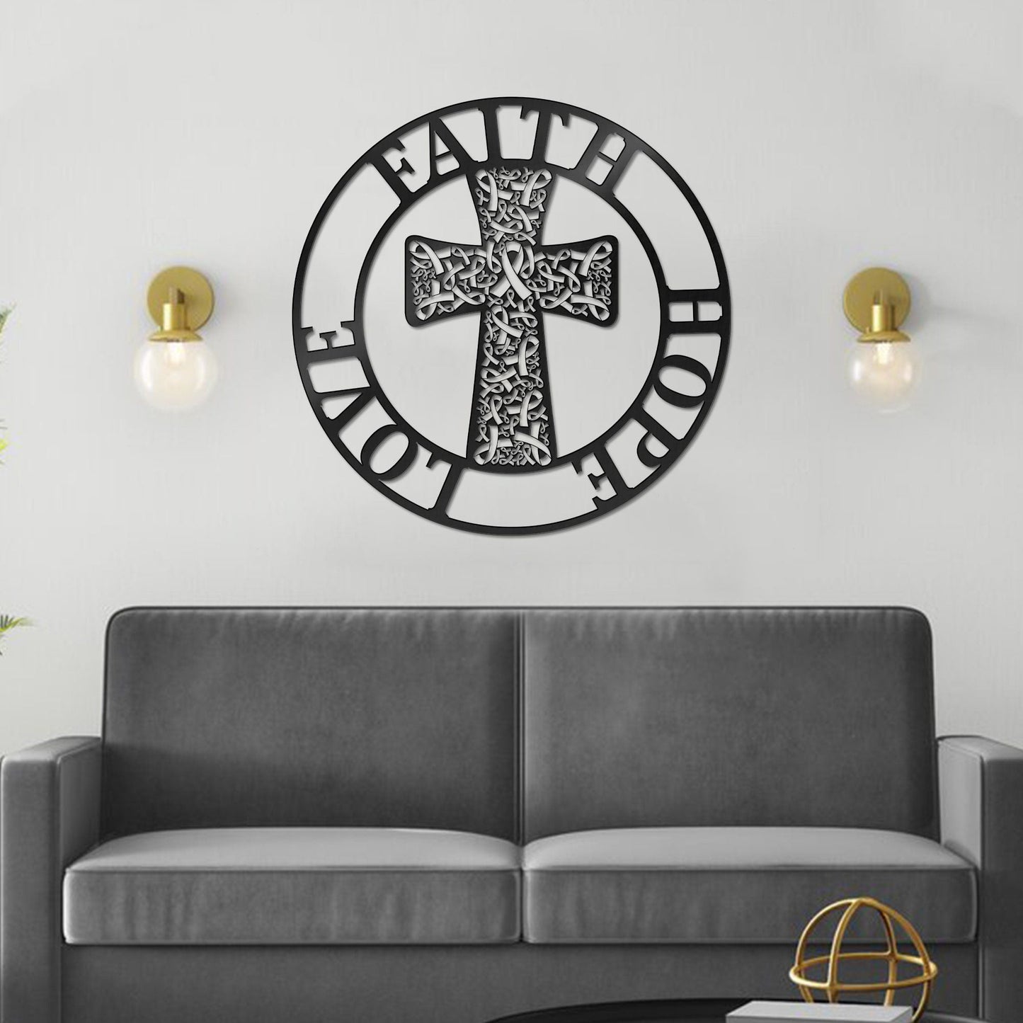 Faith Hope Love - Breast Cancer Awareness Cut Metal Sign 0822