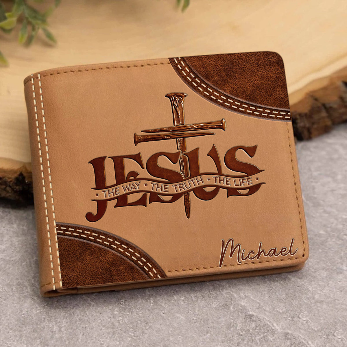 The Way, The Truth, The Life - Personalized Christian Leather Wallet