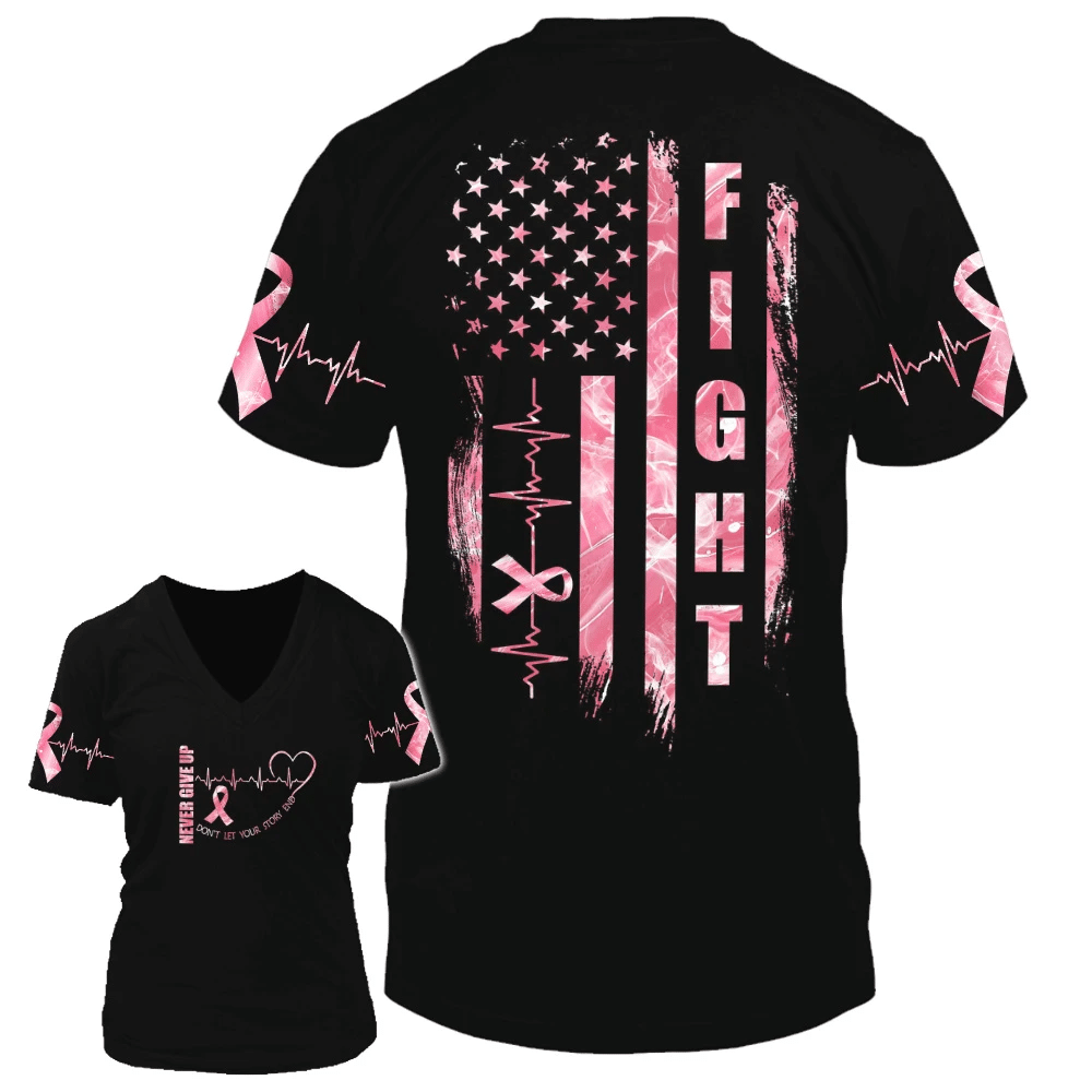 Never Give Up - Breast Cancer Awareness All Over T-shirt and Hoodie 0822